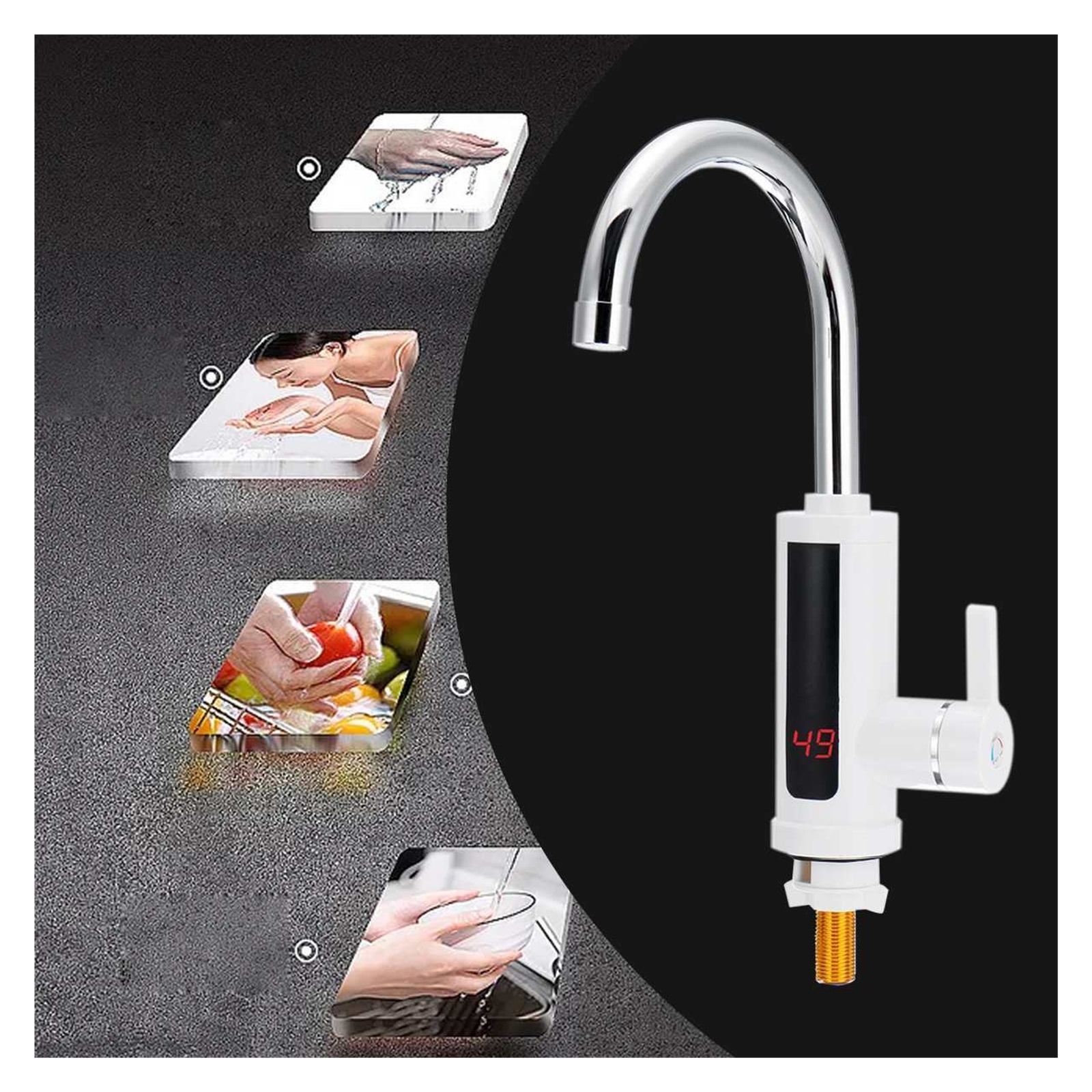 Household Electric Instant Heating Faucet Hot Cold Dual-use Tankless Water Quickly Heating Tap LED Display Kitchen
