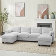 thumbnail image 3 of LOYALICE 115" Cozy Oversized Corduroy Modular Sectional Sofa U Shaped 6 Seat Couch with Movable Ottoman & Chaise for Living Room Bedroom, Gray, 3 of 10