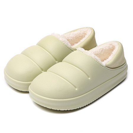 

CoCopeanut New Winter Women Fur Slippers Waterproof Warm Plush Household Slides Indoor Home Thick Sole Footwear Non-Slip Solid Couple Shoes