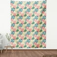 thumbnail image 3 of Ambesonne Palm Tree Fabric by the Yard Upholstery, Grunge Brazil Leaves, 10 Yards, Blue Coral Pale Yellow, 3 of 4