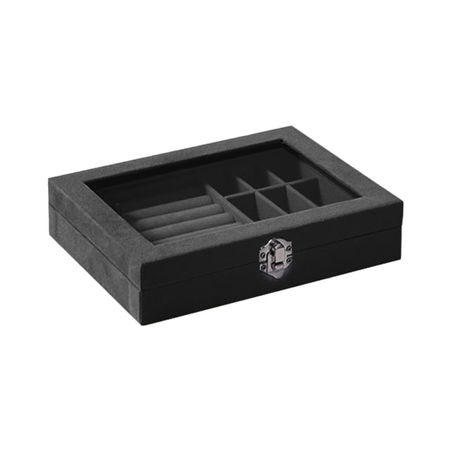 Organizador de pendientes Yuyangstore soporte para pendientes estuche de almacenamiento de terciopelo joyero para dormitorio negro Sostenedor del pendiente