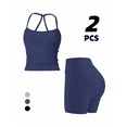 thumbnail image 6 of Girony Women Halter Tank Yoga Outfit Set, Square Neck Workout Cami Top & High Waist Athletic Biker Shorts, Soft Stretch Activewear for Gym Fitness, 6 of 7