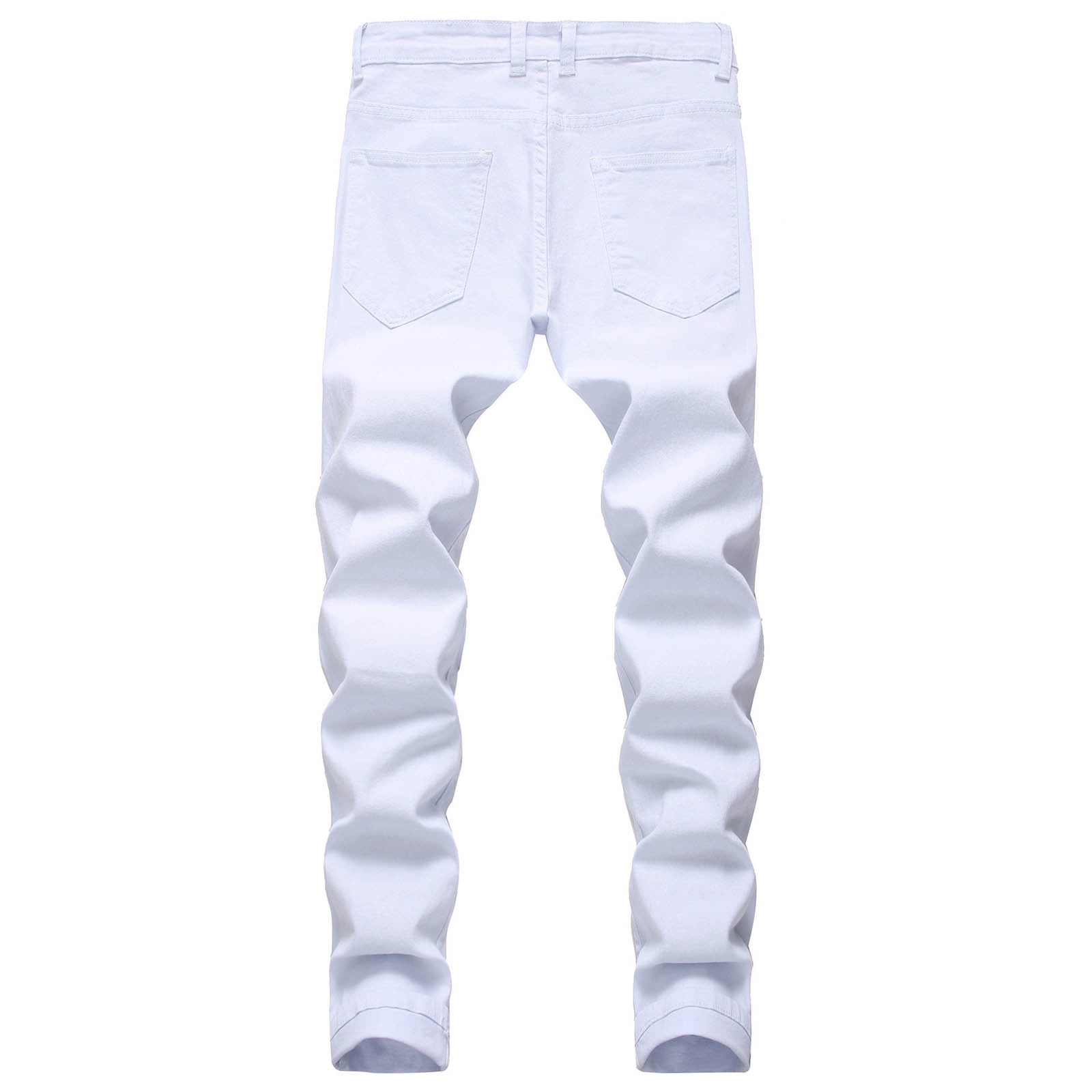 Calsunbaby Men's Distressed Ripped Biker Moto Denim Pants Slim Fit Jeans  White 28 - Walmart.com