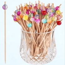 ACDANC Colorful Pearl Fancy Toothpicks - 100-Pack Wooden Food Picks Skewers for Appetizers,Drinks,Fruits Party - 4.72"