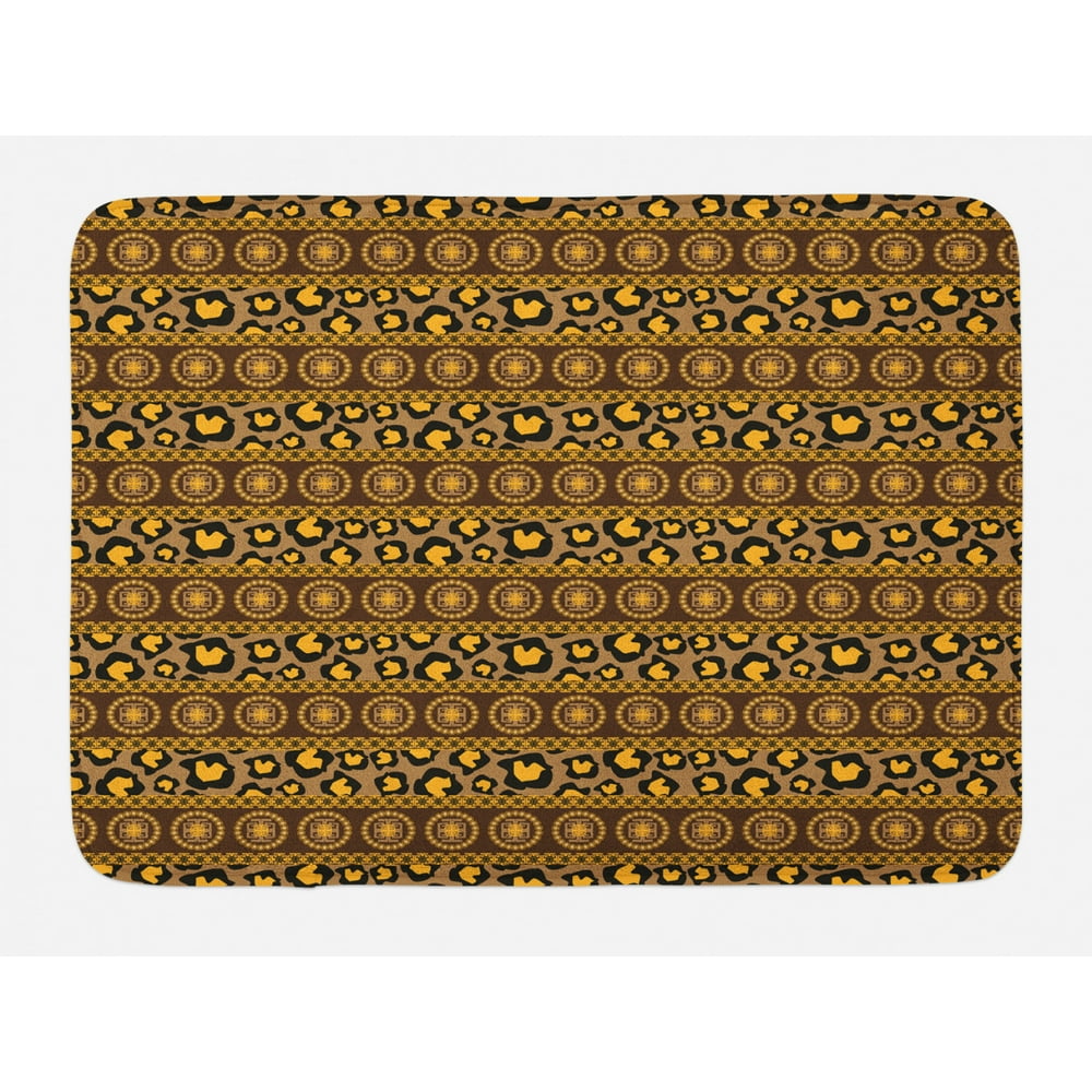 African Bath Mat, Ethnic Traditional Artistic Ornament Striped Pattern