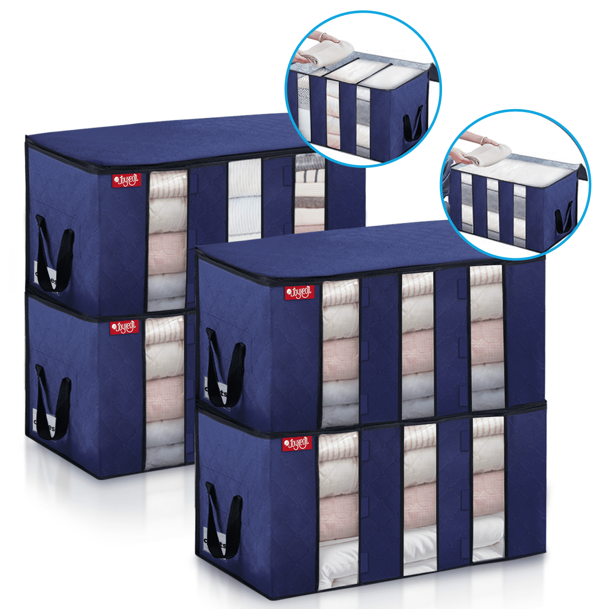 4 Pcs Large Capacity Storage Bags for Clothes Blanket with 3 Adjustable ...