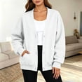 thumbnail image 5 of Sevevn Women's V Neck Button Down Sweatshirt Cardigan Long Sleeve Loose Oversized Jacket with Pockets White S, 5 of 6