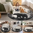 thumbnail image 5 of Brown Bear Round Area Rug 7 FT,Non Slip Living Room Area Carpet,Retro Forest Nature Tree Silhouette Mountain Washable Soft Circular Rug Floor Carpet for Bedside Office Play Room Classroom, 5 of 9