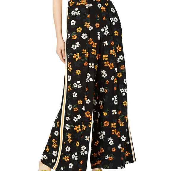 Project 28 Womens Pleated Front Casual Wide Leg Pants, Black, Small