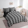 thumbnail image 4 of Manfei Chic Abstract Ombre Twin Bedding Sets 7-Piece for Kids, Vintage Checkered Square Bedding Comforter Set, Dimgrey Buffalo Plaid Reversible Sheet Sets, Lightweight Room Decor, 4 of 8