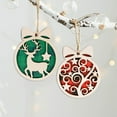 thumbnail image 3 of kiskick Various Cute Christmas Tree Pendant: Elk, Star, House Hollow Out Hanging Ornament - Round Wooden Pendant Christmas Drop Ornament - Holiday Supplies, 3 of 8