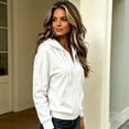 thumbnail image 6 of Stralyhd Women's Casual Long Sleeve Zip Up Hooded Sweatshirt Lightweight Hoodies Jacket with Pocket Minimalist Staple Outerwear White XXL, 6 of 7