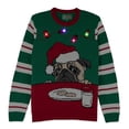 thumbnail image 3 of The Ugly Sweater Co. Light Up Ugly Christmas Sweater with LEDs - Snug Fit, Motion Activated Light Up Ugly Sweater Designs. (Emerald - PUG Cookies LED, Small), 3 of 5