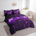 thumbnail image 4 of Feelyou Purple Game Controller Bedding Comforter Set 7pcs, Neon Honeycomb Abstract Queen Bedding Sets, Teens Kids Boys Girls Reversible Queen Sheet Sets, Lightweight Room Decor, 4 of 9