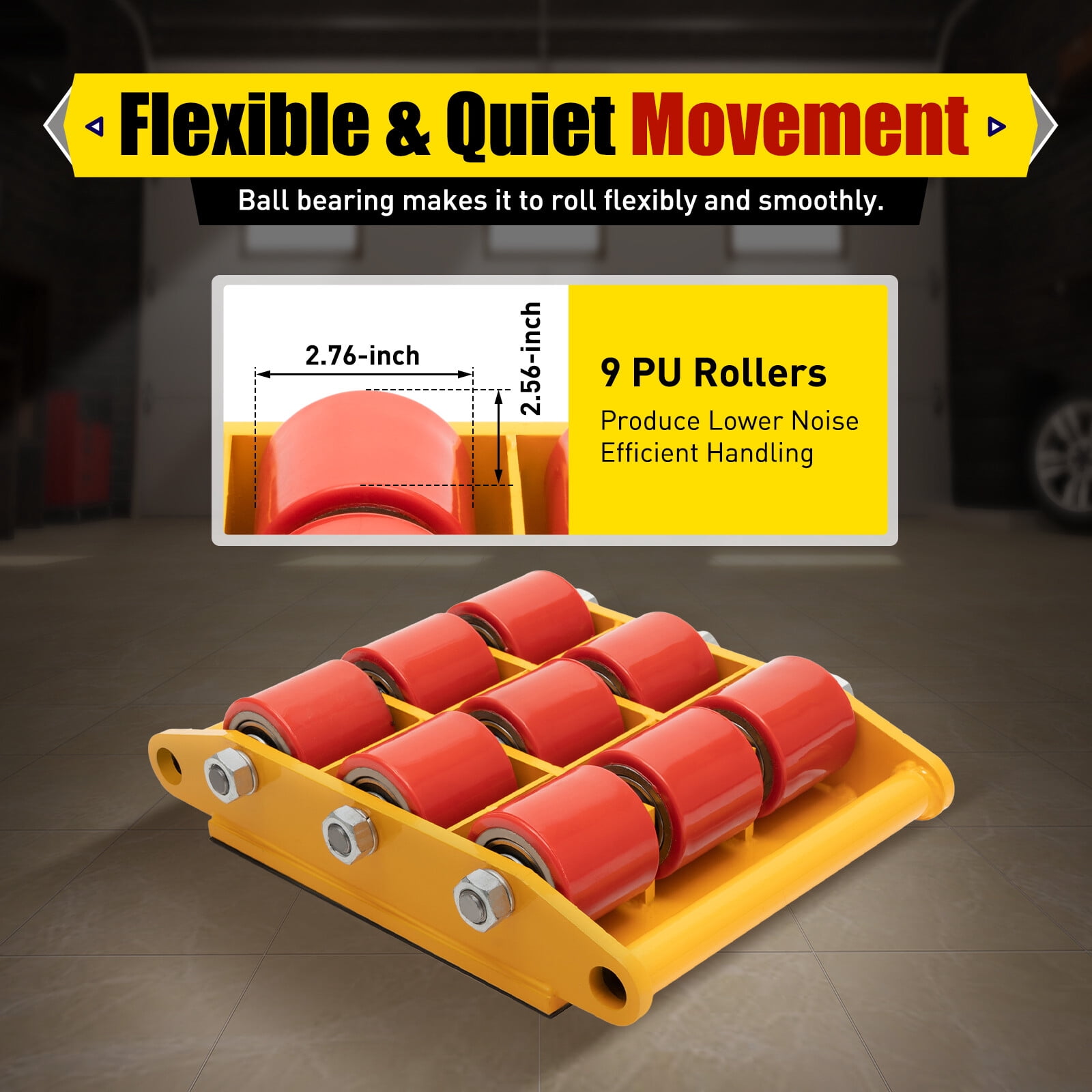 15T Machinery Mover Heavy Machine Dolly Equipment Roller Skates 9 Rollers for Transporting Large And Heavy Objects And Daily Furniture