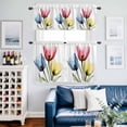 thumbnail image 2 of Blue Red Yellow Tulips Kitchen Curtains Valances and Tiers Set of 3 Country Flowers Tier Curtains and Valance with Rod Pocket for Small Windows, 27.5"x36", 2 of 9