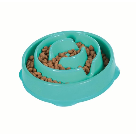 Outward Hound Slow Fun Feeder Bowl, Slow Feeder Dog Bowl, Turquoise, Medium/Small