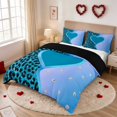 thumbnail image 2 of Erosebridal Leopard Heart Diamond Jewelry Duvet Cover Queen for Girls, Glamorous Animal Print Queen Bedding, Black Reversible 3-Piece 1 Duvet Cover and 2 Pillowcases, 2 of 7