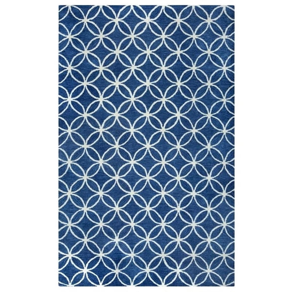 Alora Decor Holland 12' x 15' Geometric Blue/Ivory Hand-Tufted Area Rug