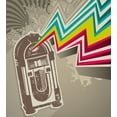 thumbnail image 3 of Ambesonne Retro Duvet Cover Sets, Radio Party with Zig Zag, 2-King, Pale Grey and White, 3 of 3