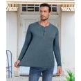 thumbnail image 4 of Camiseta PEGENO Camisa casual ajustada de algodón Henley para hombre, 4 of 6