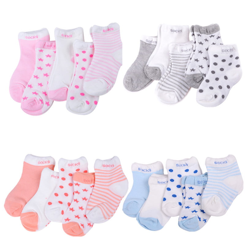 Fashion 5 Pairs Baby Boy Girl Cotton Cartoon Socks Toddler Kids Soft Sock TOs