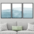 thumbnail image 2 of IDEA4WALL Framed Canvas Print Wall Art Set of 3 Blue Wash Brushstroke Watercolor Nature Wilderness Cozy Neutral Modern Art Decorative Contemporary Minimal for Rooms - 16"x24"x3 Black, 2 of 5