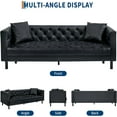 thumbnail image 7 of GAOMON 78" Chesterfield PU Leather Sofa, Handmade Button Tufted 3-Seater Couch with Deep Seat & 2 Pillows, Rolled Arms, for Living Room, Apartment, Black, 7 of 7