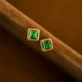 thumbnail image 2 of Gold Color Princess Green Cubic Zirconia Stud Earrings for Women Temperament Wedding Earrings, 2 of 3