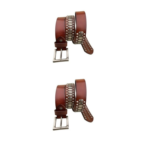 Sonducket PU Diseños frescos y de moda Cinturón de cuero Accesorio imprescindible Comodidad y durabilidad Cinturón punk rojo marrón 125 cm rojo marrón 125cm 2Conjunto