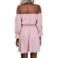 thumbnail image 4 of DYMADE Women Solid Color Lace Up Long Sleeve Ruffle High Waist Dress, 4 of 6