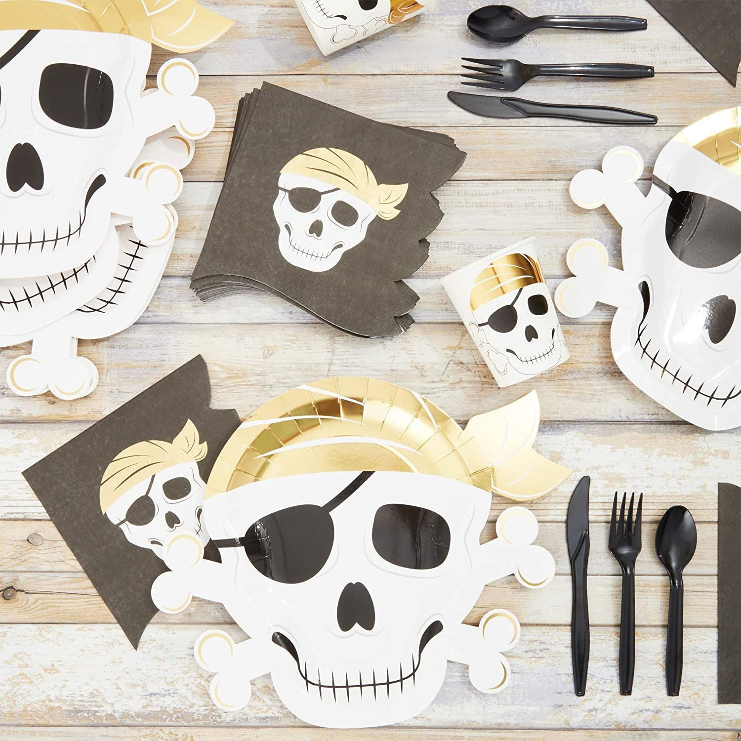 Details about  / Birthday Party Napkins with Pirate Skull Flag 6.5 x 6.5 Inches, Black, 50-Pa...