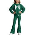 thumbnail image 5 of OGLCCG Girls 2 Piece Outfits Girls Clothes Fall Long Sleeve Bow Print Crew Neck Sweatshirt Top and Flare Pants Set Little Girls Outfits Size 3-14, 5 of 5