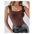 thumbnail image 6 of Women'S U Neck Shapewear Built-in Bra Tank High Strechy Sleeveless Slim Fit Tops Camisole Tops Brown XXL, 6 of 8