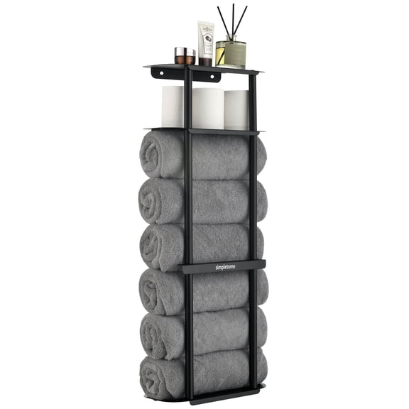 simpletome Towel Racks for Bathroom Storage Shower Organizer with Shelves Wall Mounted Thickened Carbon Steel