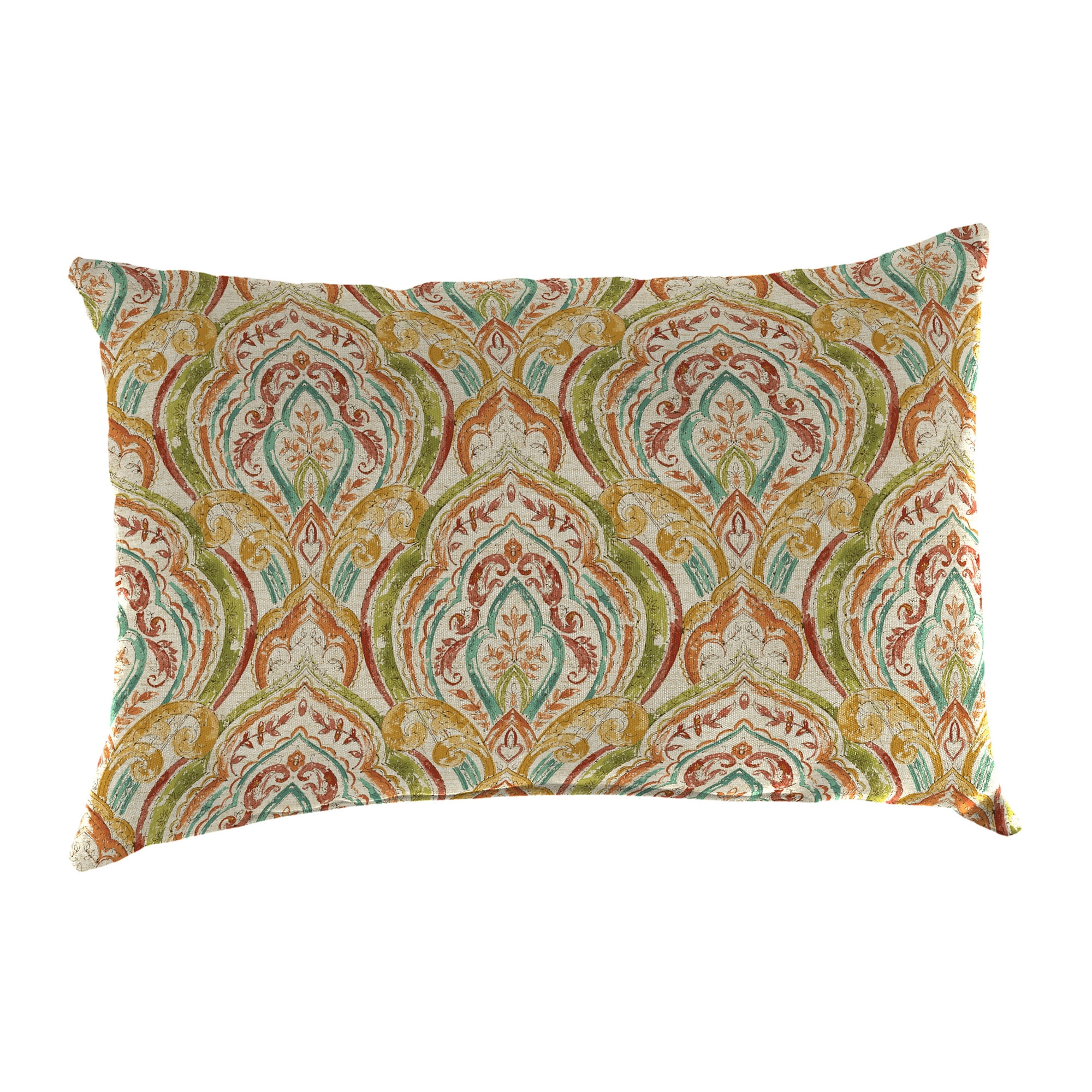Jordan Manufacturing 13" x 20" Avaco Opal Multicolor Damask Rectangular Outdoor Lumbar Throw Pillow (2 Pack)