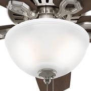 Hunter 42 inch Indoor Ceiling Fan with LED Light - Ceiling Fan with Pull Chain, For Bedroom or Living Room, Standard Mount, No Remote, 5 Blades, Includes Bulbs - Builder 52219, Brushed Nickel