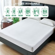 Twin Size Waterproof Mattress Protector, 3D Breathable Viscose from Bamboo Mattress Pad, Soft Noiseless Mattress Cover Bed Cover Fitted 8''-21'' Deep Pocket, Machine Washable, White