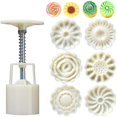 thumbnail image 1 of Kit de moldes para pasteles de luna, 6 uds., moldes para pasteles de luna a presión manual con patrón para decoración del Festival del Medio Otoño, herramienta de pastelería DIY, 1 of 5