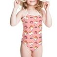 thumbnail image 3 of FOR U DESIGNS Adorable Halter Swimsuit Girls Pink Beach Wear Clothing Size 3-4T Adjustable Strap Off Shoulder Bathing Suit Corgi Dog One Piece Swimwear, 3 of 6