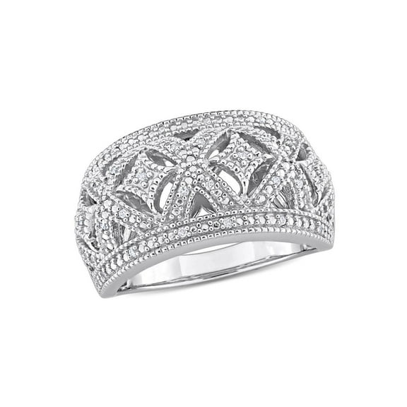 1/10 Carat (Ctw) Diamond Vintage Ring in Sterling Silver