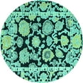 thumbnail image 1 of Ahgly Company Machine Washable Indoor Round Abstract Turquoise Blue Modern Area Rugs, 6' Round, 1 of 4