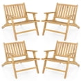 thumbnail image 1 of Gymax 4PCS Teak Wood Outdoor Reclining Chair w/ Comfortable Backrest & Armrests, 1 of 10
