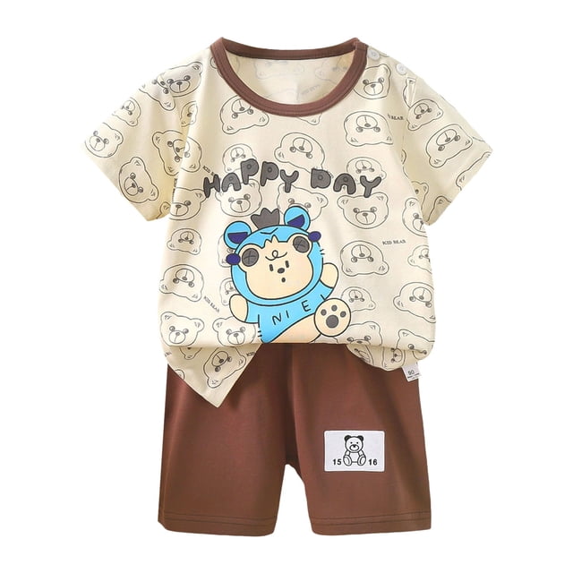 BOBOGOJP Boys Summer Outfits Cotton Stripe Family Short Set Matching Outfits 2 Piece Set