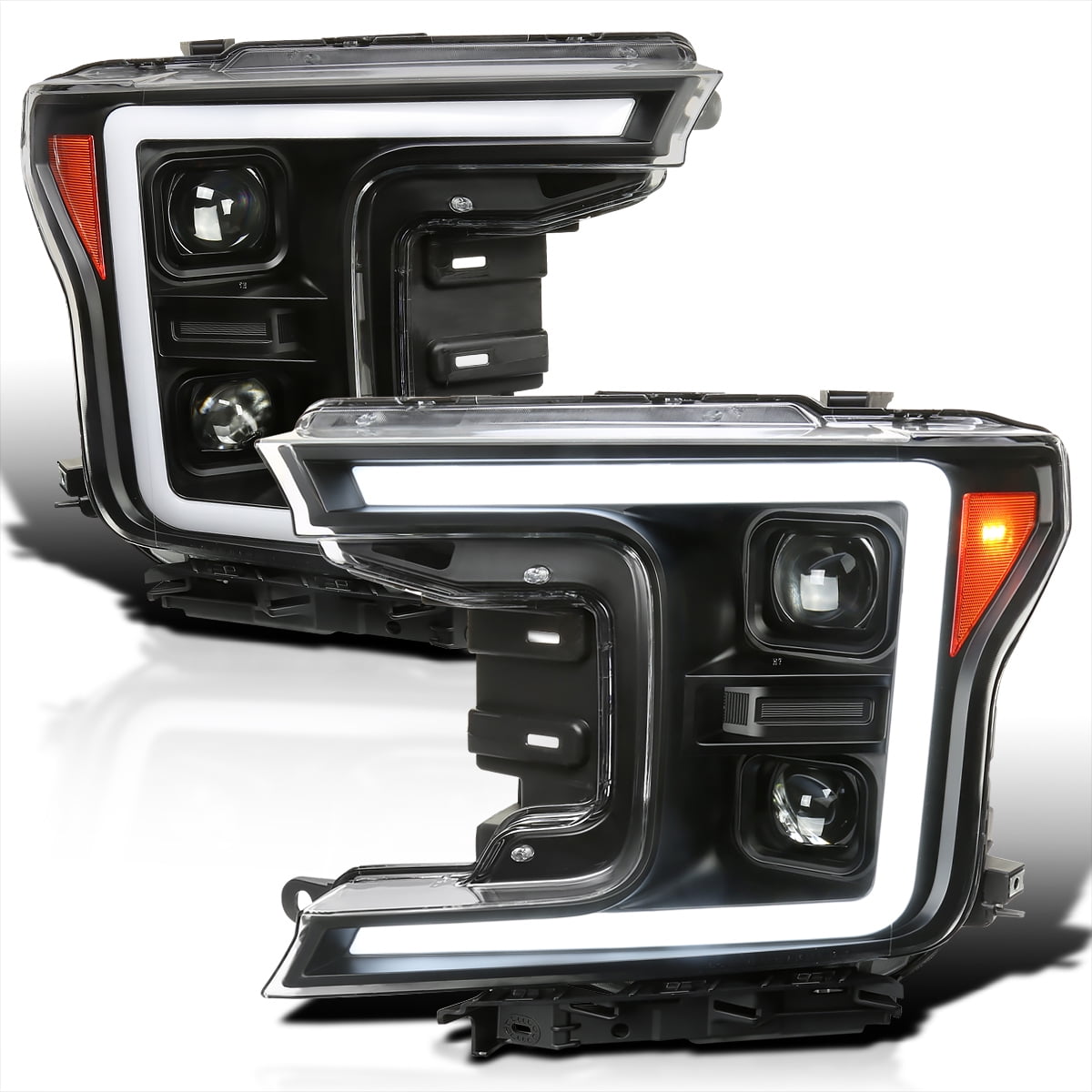 SpecD Tuning Black Projector Headlights LED Sequential Signal