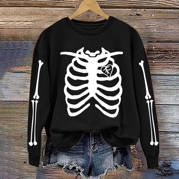 Inverlee Womens Halloween Sweatshirts Funny Pumpkin Ghost Graphic T-shirt Classic Crewneck Sweatshirt Long Sleeve Dressy Casual Pullover Tops Halloween Party Supplies