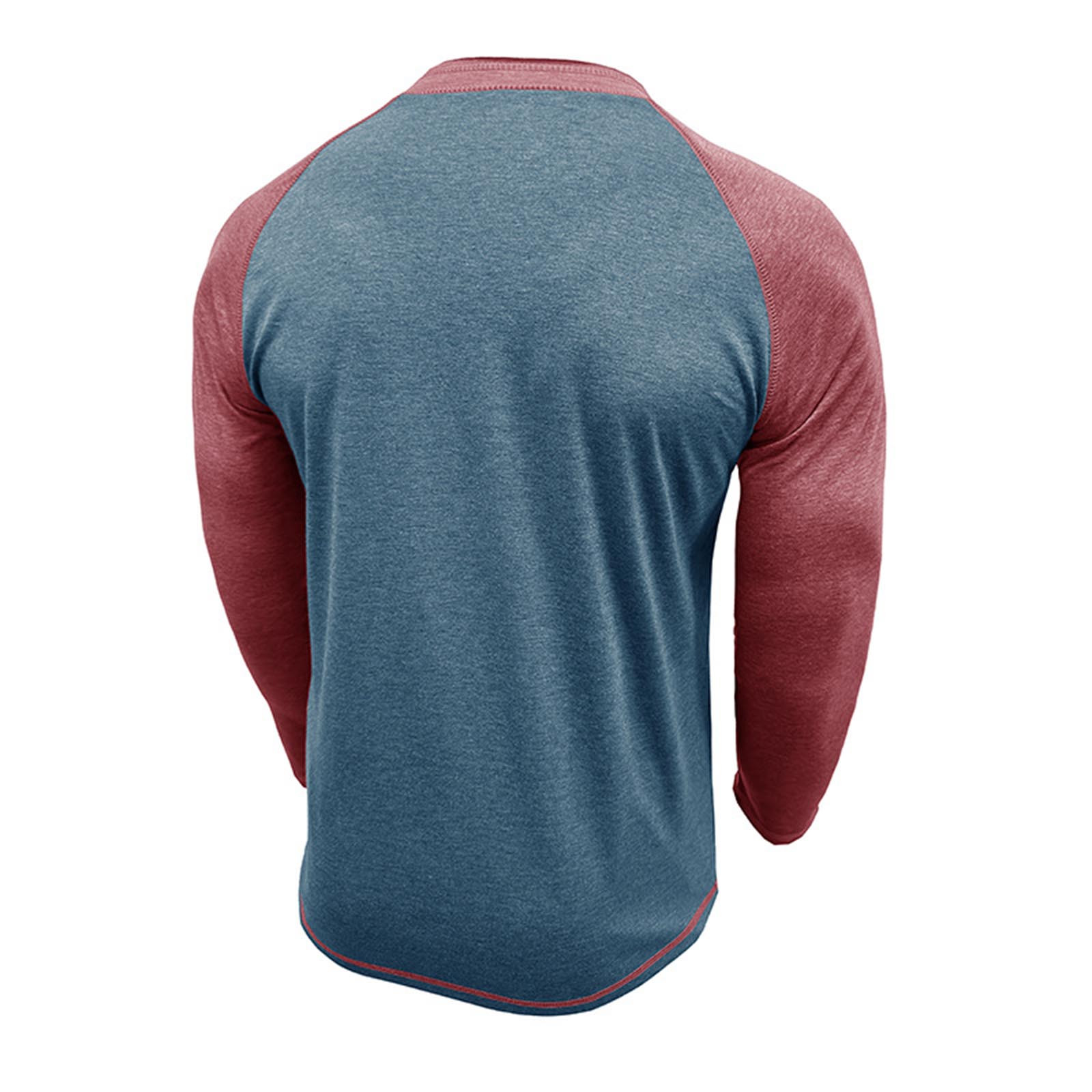 Feancey Cotton Henley Shirts for Men Raglan Long Sleeve Button Up Tshirt Color Block Fashion Baseball T-Shirts Slim Fit Casual Gym Muscle Tees Blue S