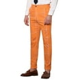 thumbnail image 4 of INSPIRE CHIC Men's Dress Plaid Slim Fit Flat Front Prom Checked Trousers 28 Orange, 4 of 6