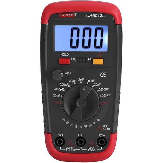 Medidor de capacitancia digital, probador profesional de capacitores de 0,1 pF a 20 000 uF con retroiluminación LCD Pantalla máxima de 1999