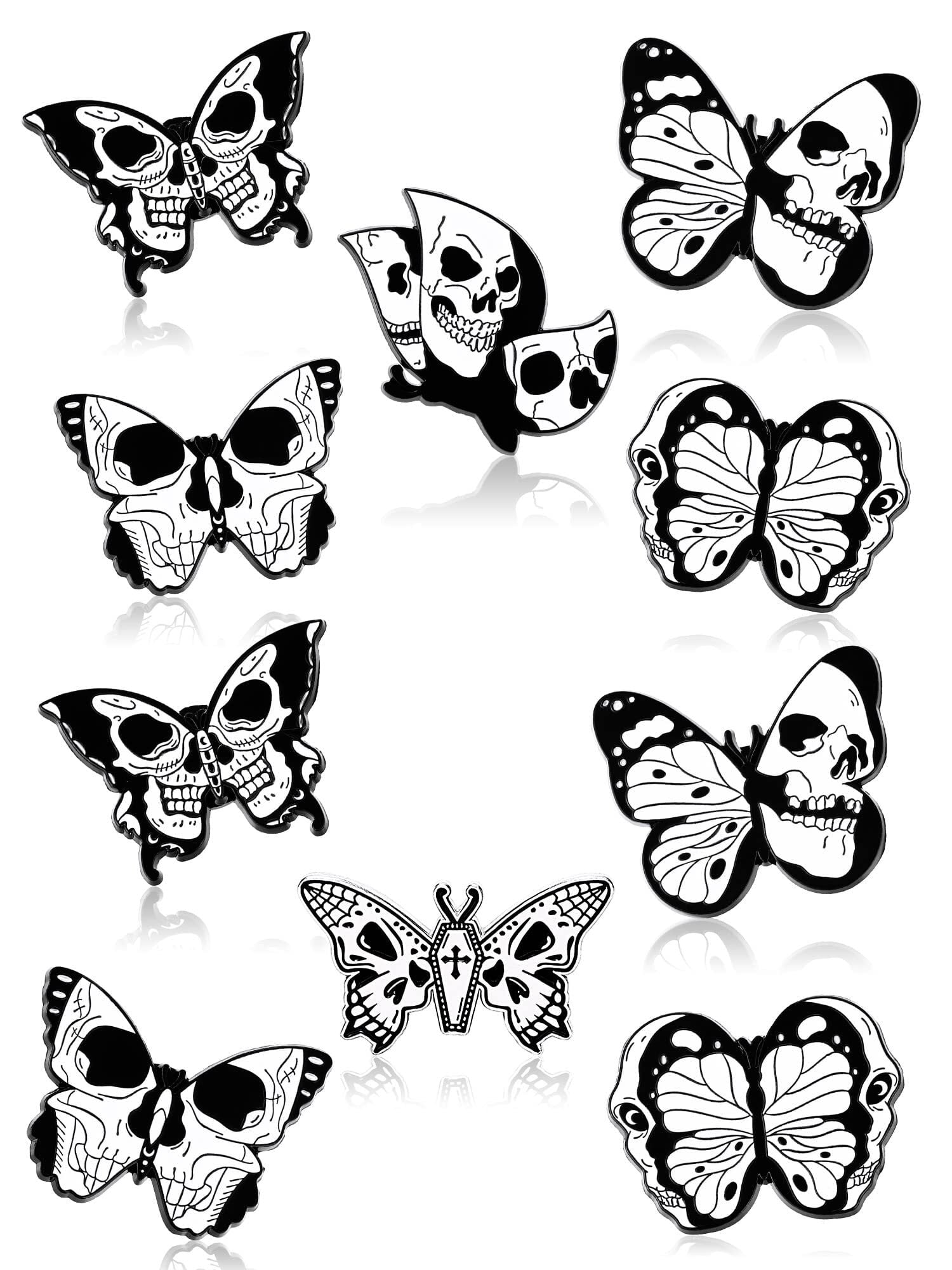 10 Pieces Butterfly Enamel Pins Set Cute Enamel Backpacks Pins Cool Horror  Enamel Lapel Pins Brooches Enamel Butterfly Pins Lapel Pins 